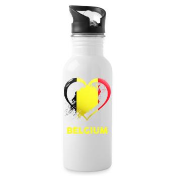 Belgium Heart - Discover unique designs - Water bottle with straw - white - Right