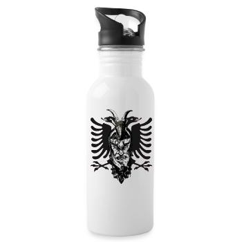 Skenderbeg Albania Kosovo Gift Idea - Water bottle with straw - white - Right