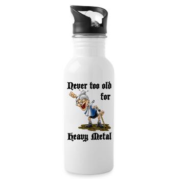 Heavy Metal Oma - Trinkflasche mit integriertem Trinkhalm - Weiß - Rechts
