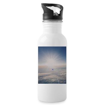 Airplane, clouds, boundless freedom T-shirt - Water bottle with straw - white - Right