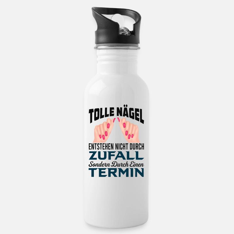 Perfekte Nägel - Trinkflasche mit integriertem Trinkhalm - Weiß