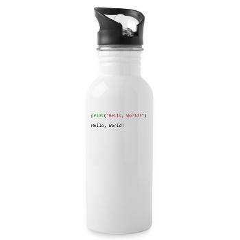 Hello World lustiges Geschenk Python Programmierer - Trinkflasche mit integriertem Trinkhalm - Weiß - Rechts