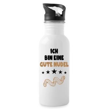 Ich bin eine Gute Nudel witziger Spruch Vintage - Trinkflasche mit integriertem Trinkhalm - Weiß - Rechts