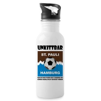 Unkittbar Fußball Hamburg St. Pauli, Fan, Geschenk - Trinkflasche mit integriertem Trinkhalm - Weiß - Rechts