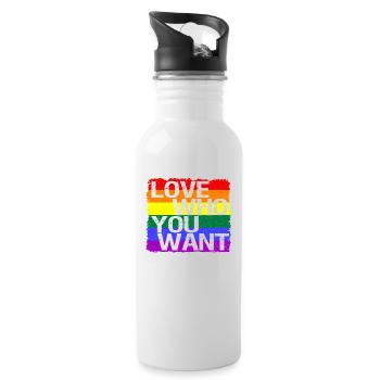 Aime qui tu veux flag LGBT LGBTQ Shirt Gay - Gourde avec paille intégrée - blanc - Droite