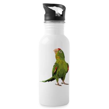 red-fronted parakeet - Water bottle with straw - white - Right