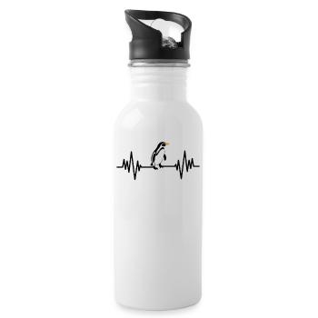 Heartbeat Penguin - Water bottle with straw - white - Right