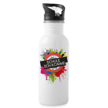 Schule ich komme - 1. Klasse Einschulung - Trinkflasche mit integriertem Trinkhalm - Weiß - Rechts