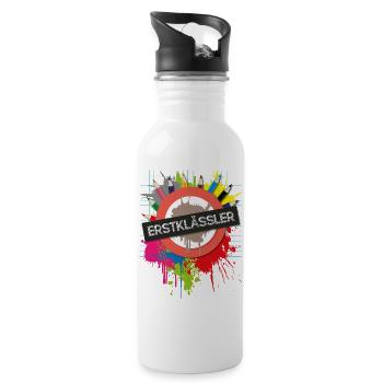 Erstklässler zum Schulanfang Geschenk - Trinkflasche mit integriertem Trinkhalm - Weiß - Rechts