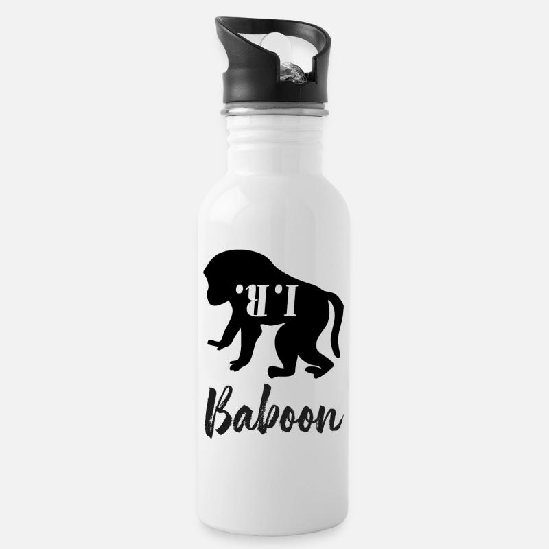 I. R. Baboon / I are Baboon - Trinkflasche mit integriertem Trinkhalm - Weiß