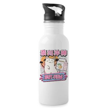 Vaporwave Otaku Cat Manga Japon Cat Retrowave - Gourde avec paille intégrée - blanc - Droite