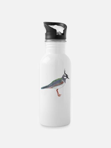 Kiebitz - Trinkflasche mit integriertem Trinkhalm - Weiß