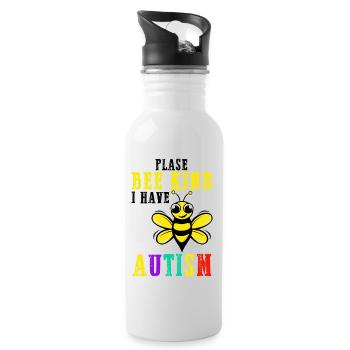 Please Bee Kind I Have Autism - Water bottle with straw - white - Right