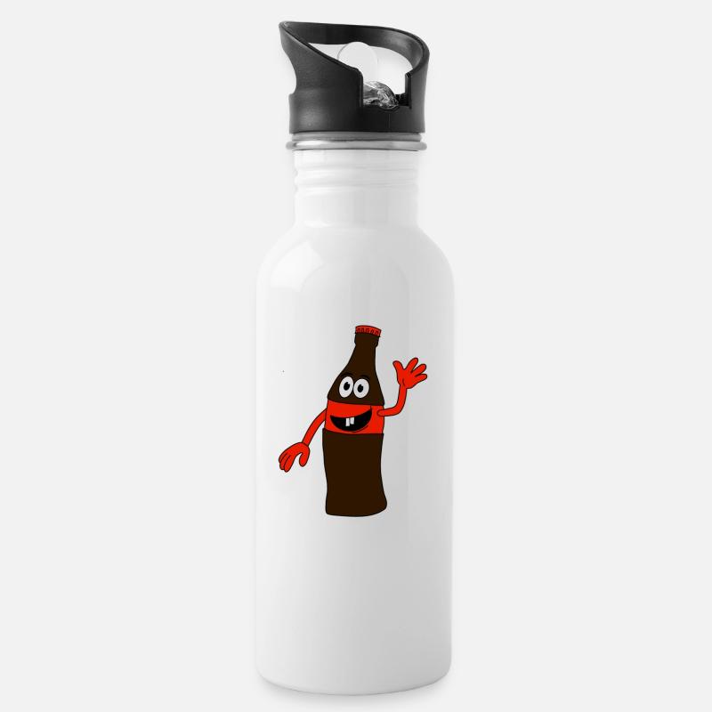 Bouteille de cola - Gourde avec paille intégrée - blanc