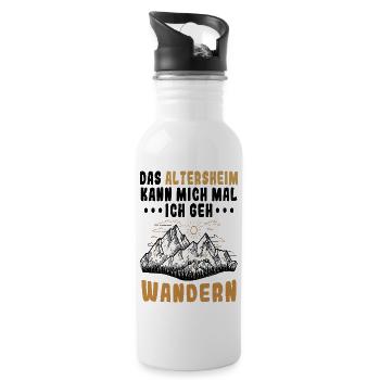 Ich gehe Wandern witzig Spruch Rentner - Trinkflasche mit integriertem Trinkhalm - Weiß - Rechts