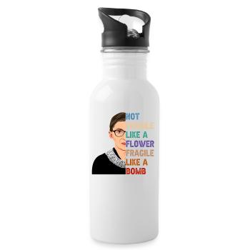 Not Fragile Like a Flowerr Fragile Like Bomb - Water bottle with straw - white - Right