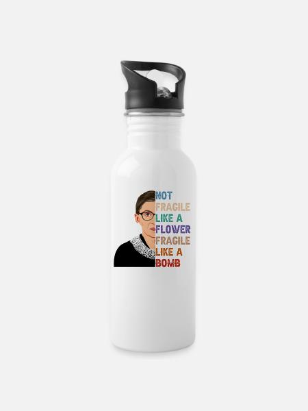 Not Fragile Like a Flowerr Fragile Like Bomb - Water bottle with straw - white