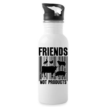 VEGAN FRIENDS NOT FOOD BARCODE - Water bottle with straw - white - Right