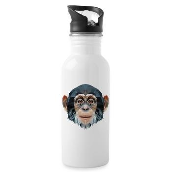Polygon Design Affe Schimpanse - Trinkflasche mit integriertem Trinkhalm - Weiß - Rechts