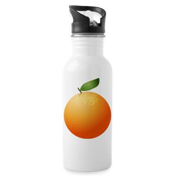 grosse orange juteuse avec feuille - Gourde avec paille intégrée - blanc - Droite