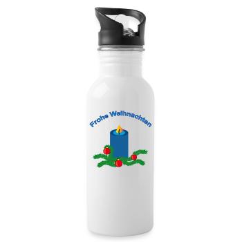 Frohe Weihnachten - Trinkflasche mit integriertem Trinkhalm - Weiß - Rechts