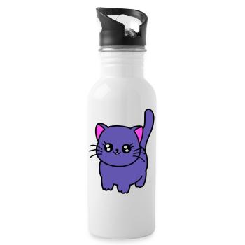 Purple cat - Water bottle with straw - white - Right