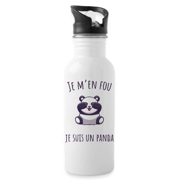 Je m'en fou je suis un panda, humour - Gourde avec paille intégrée - blanc - Droite
