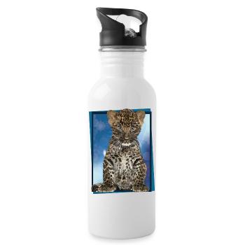 Leopard - Trinkflasche mit integriertem Trinkhalm - Weiß - Rechts