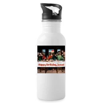 Happy Birthday Jesus - Water bottle with straw - white - Right