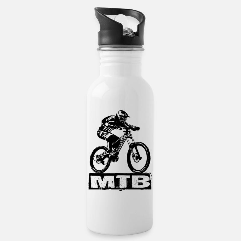 MTB - Trinkflasche mit integriertem Trinkhalm - Weiß