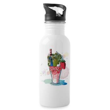 Peacock - Water bottle with straw - white - Right