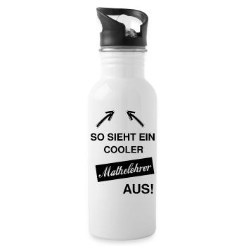 Mathelehrer Geschenkidee für gute coole Lehrer - Trinkflasche mit integriertem Trinkhalm - Weiß - Rechts
