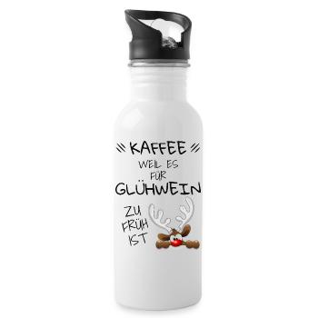 Kaffee Glühwein Spruch Lustiges Design - Trinkflasche mit integriertem Trinkhalm - Weiß - Rechts