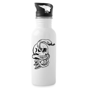 Needleswing Tattoo Leipzig Skull and Snake - Water bottle with straw - white - Right