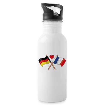 J'aime la bannière coeur drapeau France Allemagne - Gourde avec paille intégrée - blanc - Droite