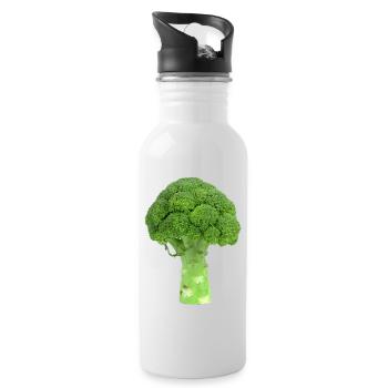 Brokkoli. broccoli - Trinkflasche mit integriertem Trinkhalm - Weiß - Rechts