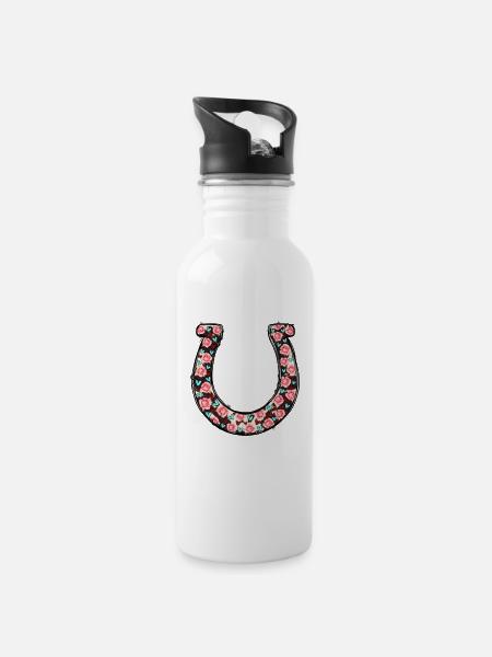 Horseshoe - Water bottle with straw - white