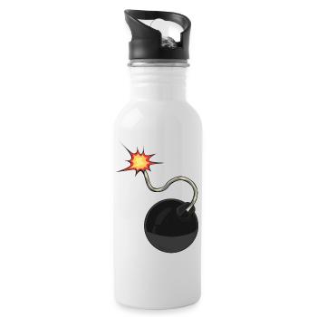 bomb meche drawing flame - Water bottle with straw - white - Right