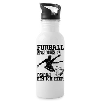 Fußball Und Bier Fußballer - Trinkflasche mit integriertem Trinkhalm - Weiß - Rechts