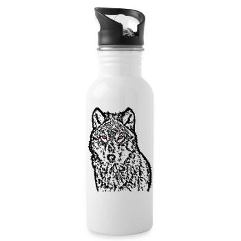 Wolf With Red Eyes - Water bottle with straw - white - Right