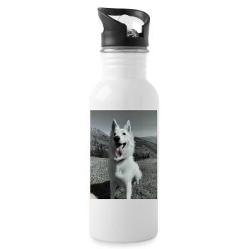 White Shepherd - Water bottle with straw - white - Right