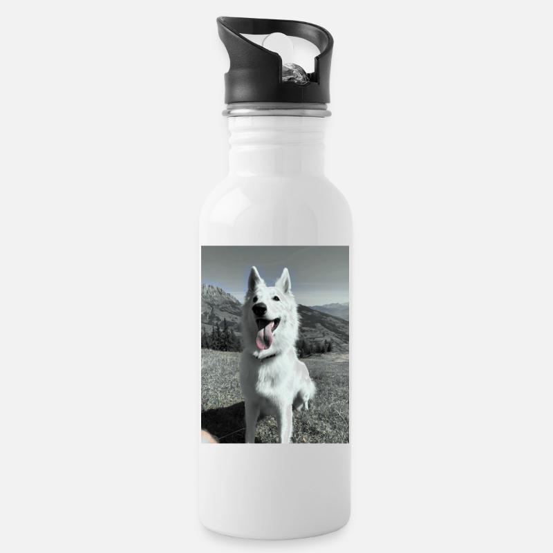 Chien de berger blanc - Gourde avec paille intégrée - blanc