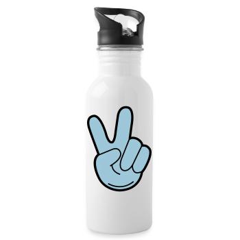 peace hand - Trinkflasche mit integriertem Trinkhalm - Weiß - Rechts