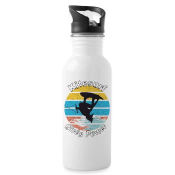 Kitesurf Girls Power " Mädelszeit " - Trinkflasche mit integriertem Trinkhalm - Weiß - Rechts