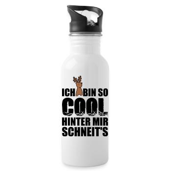Lustige Sprüche für coole Typen - Trinkflasche mit integriertem Trinkhalm - Weiß - Rechts