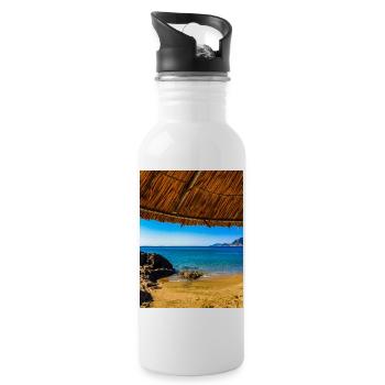 Ressentez le soleil, la mer. - Gourde avec paille intégrée - blanc - Droite