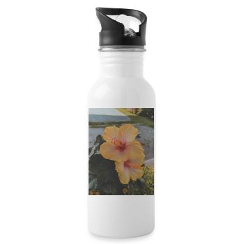 FLEURS D’HIBISCUS - Gourde avec paille intégrée - blanc - Droite