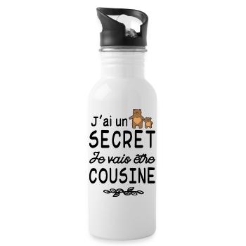 J'ai un secret je vais être cousine - Gourde avec paille intégrée - blanc - Droite