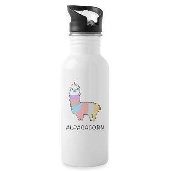 Alpakakorn Alpaka + Einhorn - Trinkflasche mit integriertem Trinkhalm - Weiß - Rechts