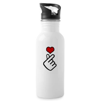 Koreanisches Fingerherz - Trinkflasche mit integriertem Trinkhalm - Weiß - Rechts